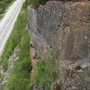 Hunter near the crux