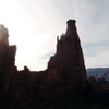 View of the Titan from saddle on West Side Story - Cottontail Tower - Fisher Towers, UT - With Bill Duncan - March 26th and 27th 2012.