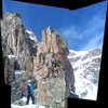 Andy Grauch and his twin brother Andy climbing the gendarme on the NE Ridge of Notchtop on 3-25-12.