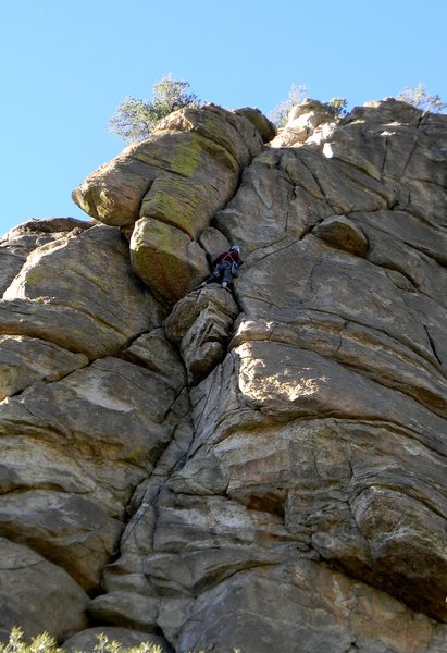 Entering the wide crack at the top