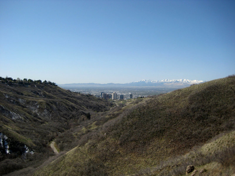 Looking over to the capitol building and downtown Salt Lake from the top of the wall.