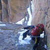 The upper ramp on The Eighth Route on 4-8-12. Fun climbing.