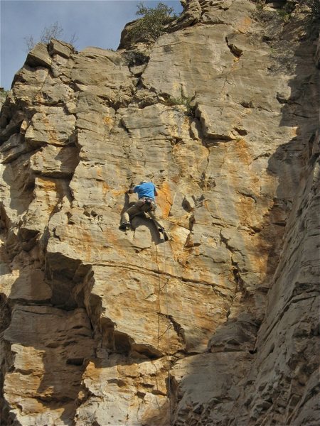 Jimbo getting through the upper headwall.