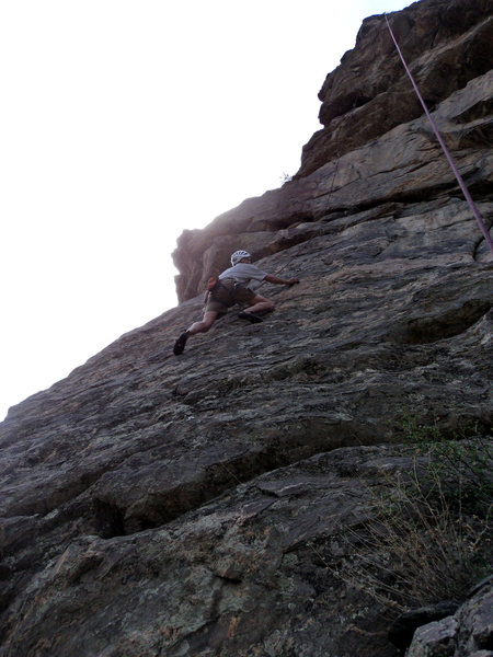 Doug enjoys the very pleasant lower slab.  Note, one foothold on the left is no longer there.