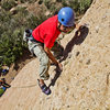 Eddie leading on the slab at Texas Canyon