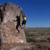 Jeff Laina on a possible First Descent at City of Rocks,NM.2006.