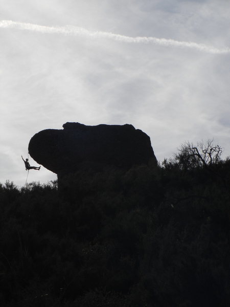 rappeling off one of the two anchors on top of the Anvil. 