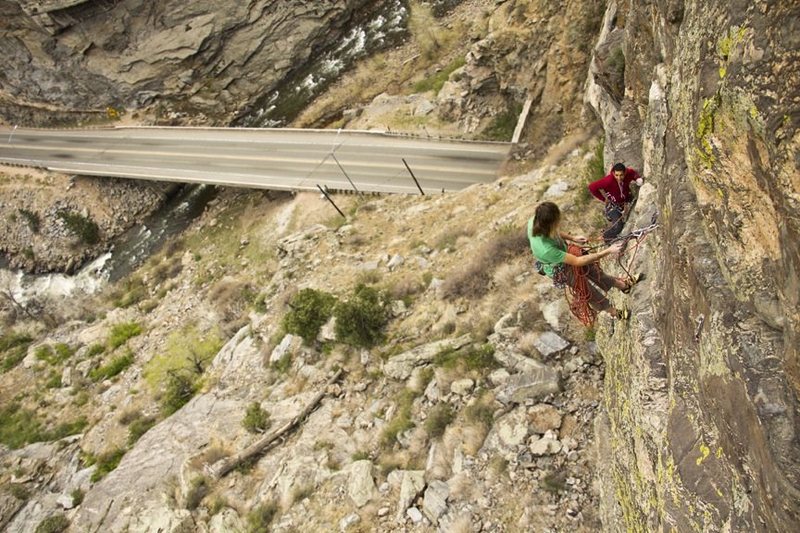 Jose coming up to the anchors and the belay for the next pitch.