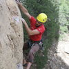 Did I send?  No...and I blame the helmet.  This climb is one of the best I've ever been on.  Photo: Eric Sjoden.