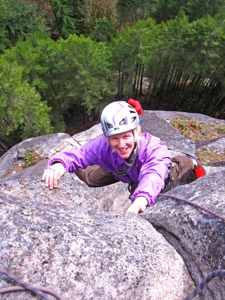 Carolyn Marquardt exiting the slot, just below the pedestal on A group of mysteries of Frenchwoman. 