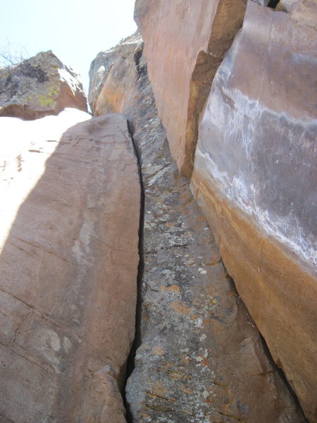 Shot of the crux off the belay on P2.