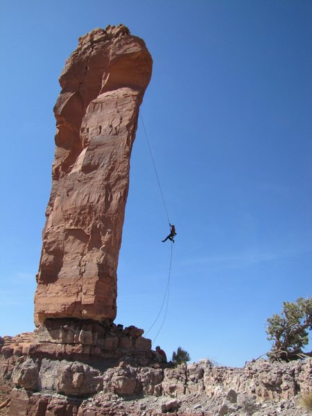 Bill rappeling off Tides of Mind.