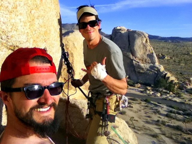 At the "bathtub" belay atop Double Cross