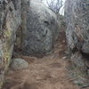 View from center of boulder cluster with "D" on the right.