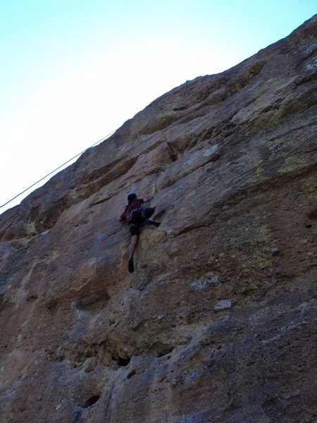 Jon climbs this difficult line so smoothly.