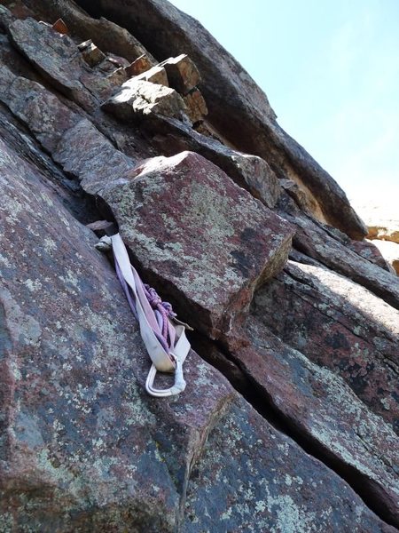 The first belay (hidden from view at start of the route).