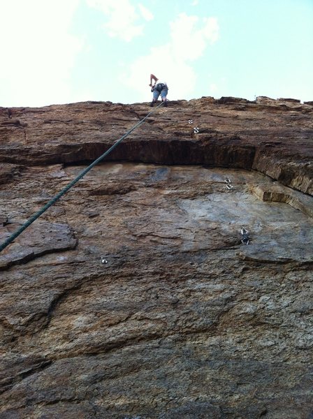 Kristina at the anchors of "Raphael" with draws hanging on "Michelangelo"