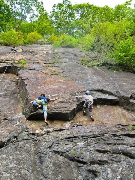 Charlie climbing Super Slab on TR while I lead Slab Master