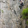 Taking advantage of a stance to dry off the shoes, the bottom of this route can be wet!