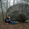 northside of the balance rock. easy VO warmup behind the lady.