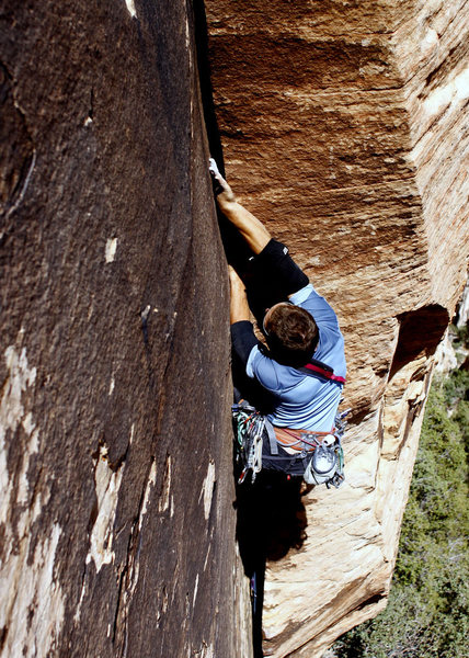 Matt Kuehl on the alternate 5.11b start to All You Can Eat. 