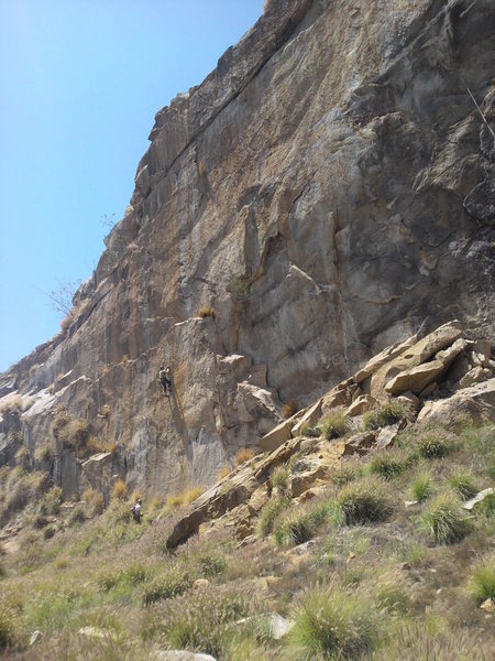 Location of the bolt ladder in relation to the large Quarry wall.