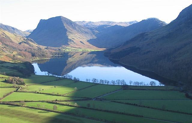 Buttermere Lake The left skyline on the central hill is Honister Crag. Ledington