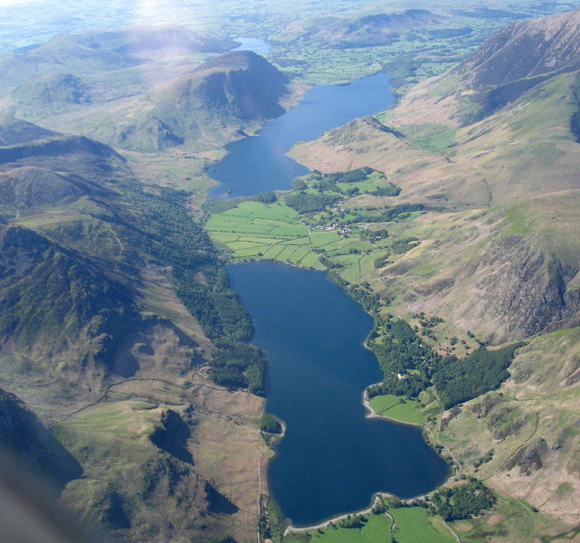 Buttermere Valley with the two lakes of Buttermere and Crummock Water.Ledington