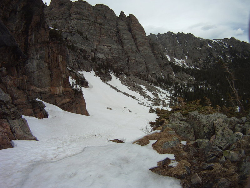 Looking back down the trail from the just right of the water fall . . .