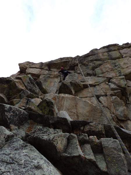 Deb moves into the crux bit.