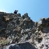 Beckey Route closeup. Happy knobaliciousness everywhere! The rock, knobs in a welded tuff like matrix, was the most solid I've encountered in the area. 