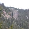 The Steeple Northface from across the canyon from near the parking for the approach to Coethedral