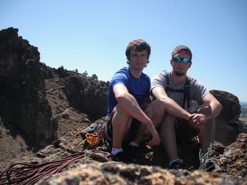 At the top of First Kiss, a 5.8 multi-pitch sport climb.