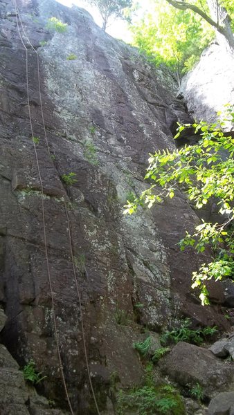 Center of Spindrift Wall 5.3- 5.4  mostly, good practice spot and place to bring starting climbers.