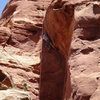 Steve styling past the layback approach to clearing the crux.