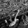 Wylder Wilson on an early attempt of what later became 'Adhesion' (V11), FA by Roy Quanstrom.
<br>

<br>
Photo by Christian Prellwitz.