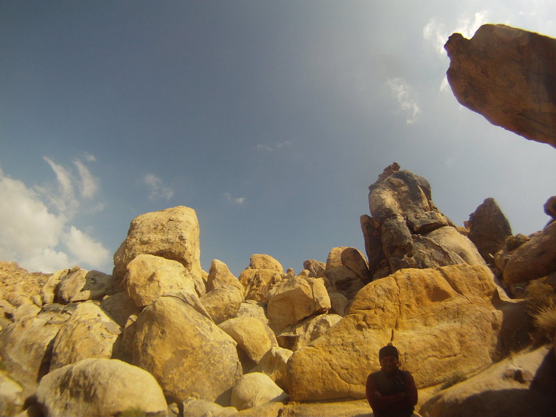 Apple Valley, CA. Umbilical Cord 5.8 in the background (darker rock).