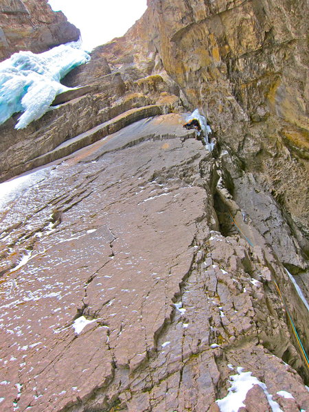 Along the Arete nearing the start of the ice.