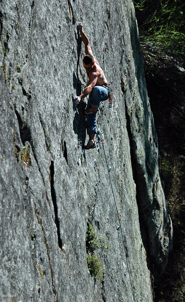 Neal Archambault on 'Beer Can Direct', 5.11a, Lower Buttress