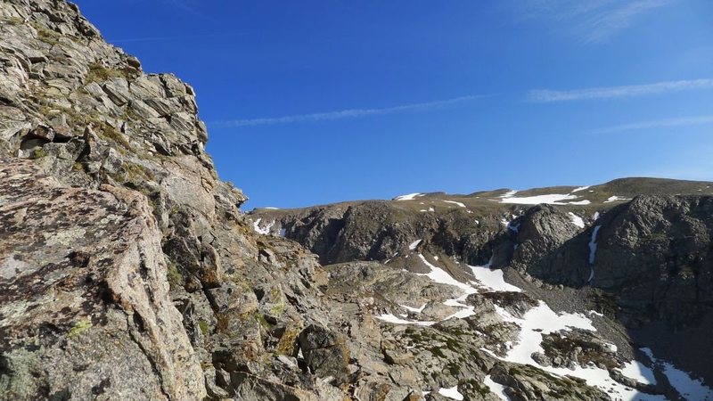 The scrambling starts (I traversed climber's right of the route proper to make things more interesting).