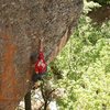 Ben Riley mid crux on Bowsprit