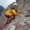 Erin on her first multi-pitch climb.  She doesn't recommend the rain, hail, or thunder for a first timer.<br>
<br>
Though, that may be a good start for a budding alpine climber?