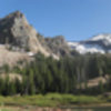 Panorama of the Sundial/Lake Blanche area. Note the waterfall just right of Sundial in the center of the photo.