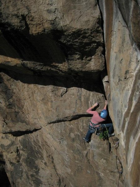 Angela approaching the start of the crack