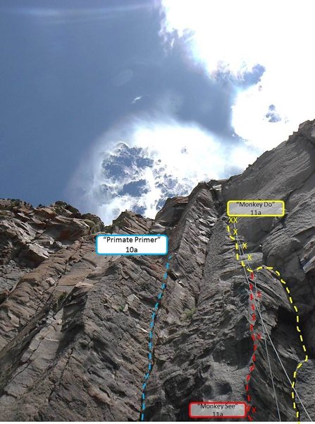 A view of the three climbs located near each other