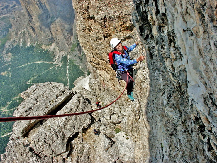 LKis is climbing "Via Maria" on Sass Pordoi - Dolomites of Italy