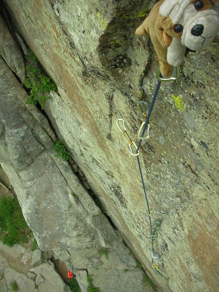 Jim fearlessly heading up the second pitch.