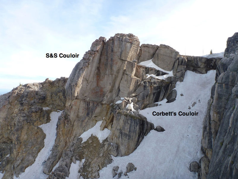 View of Corbett's Couloir and S&S Couloir from the tram.