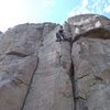 Mike Keegan completing the traverse on Hammerhead.