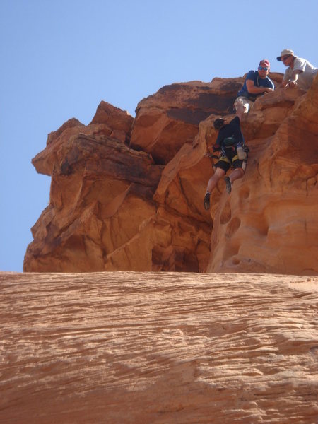 Brian throws the totally unnecessary (but fun!) dyno at the crux of pitch 4.